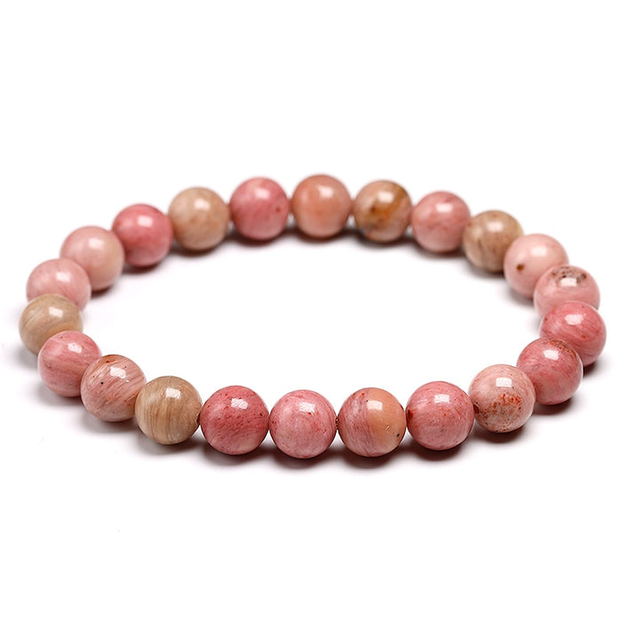 Natural Stone Rhodonite Beads Bracelet Gemstone For Woman Men Handmade Stretch Rhodochrosite Bead Meditation Bracelet Jewelry