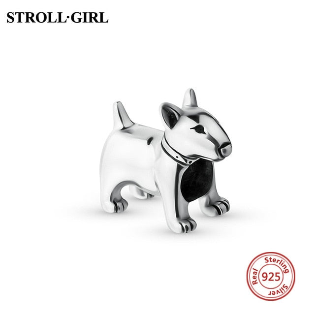 Strollgirl 925 Sterling Silver Beads Loyal Partners French bulldog Doggy Animal Charms fit Women Charm Bracelets Dog DIY Jewelry