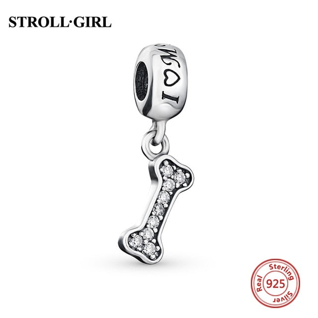 Strollgirl 925 Sterling Silver Beads Loyal Partners French bulldog Doggy Animal Charms fit Women Charm Bracelets Dog DIY Jewelry