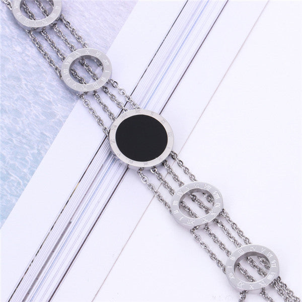 YUN RUO Fashion Black Round Letter Bracelet Woman Chain Gift Rose Gold Color Stainless Steel Jewelry Never Fade Drop shopping