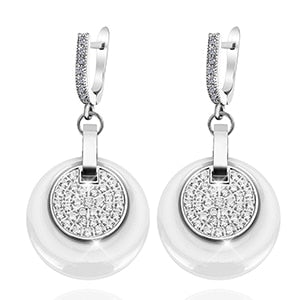 2019 Large Round Crystal Ceramic Earrings For Women Black White Over Size Statement Earrings Friendship Fashion Elegant Jewelry