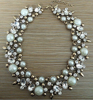 Large Collar Statement Choker Necklace Women Glass Crystal Rhinestone Necklace Female Boho Ethnic Big Bib Maxi Necklace Jewelry