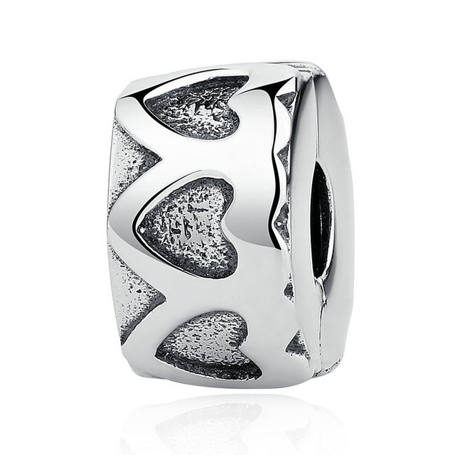 Authentic 925 Sterling Silver 9 Styles Clip Stopper Spacer Beads Charms Fit PAN Charm Bracelet & Bangles DIY Fine Jewelry