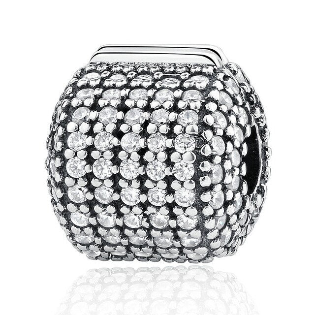 Authentic 925 Sterling Silver 9 Styles Clip Stopper Spacer Beads Charms Fit PAN Charm Bracelet & Bangles DIY Fine Jewelry
