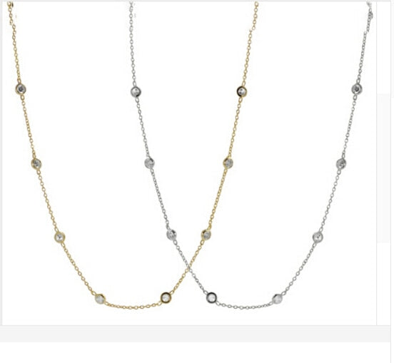 2016 new arrived 100% 925 sterling silver 18" chain women CZ necklace stamp 925