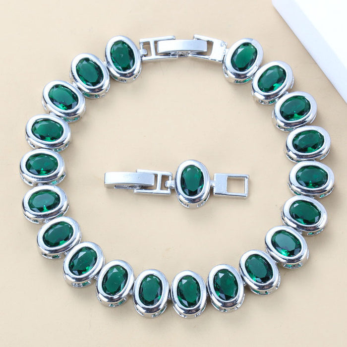 925 Sterling Silver Small Round Green Created Emerald Bracelet Health Fashion  Jewelry For Women Free Jewelry Box SL125