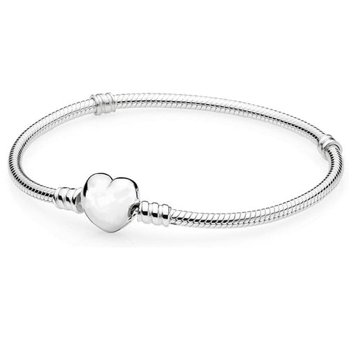 NEW 100% 925 Sterling Silver Rose Gold Heart Bracelet Clear CZ Charm Bead Fit Bracelet DIY Jewelry Gift The Factory Wholesale