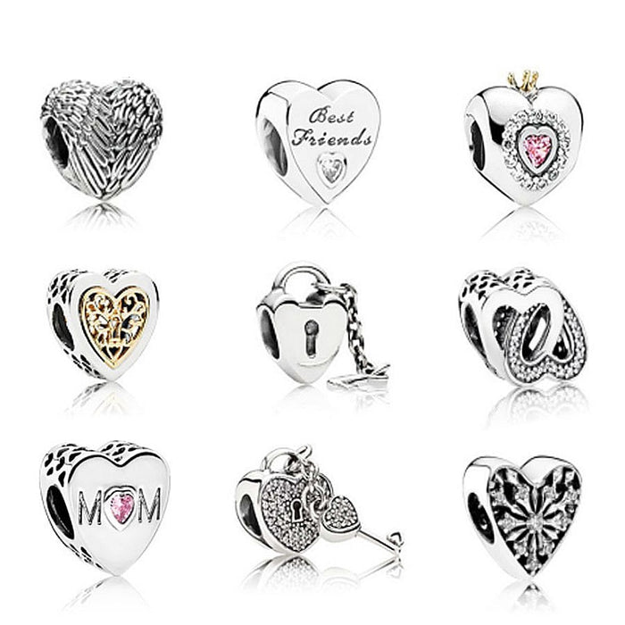NEW Genuine 100% 925 Sterling Silver Heart Shape Pan Charm Pearls collocation Charm Bracelet DIY bangle Silver Jewelry