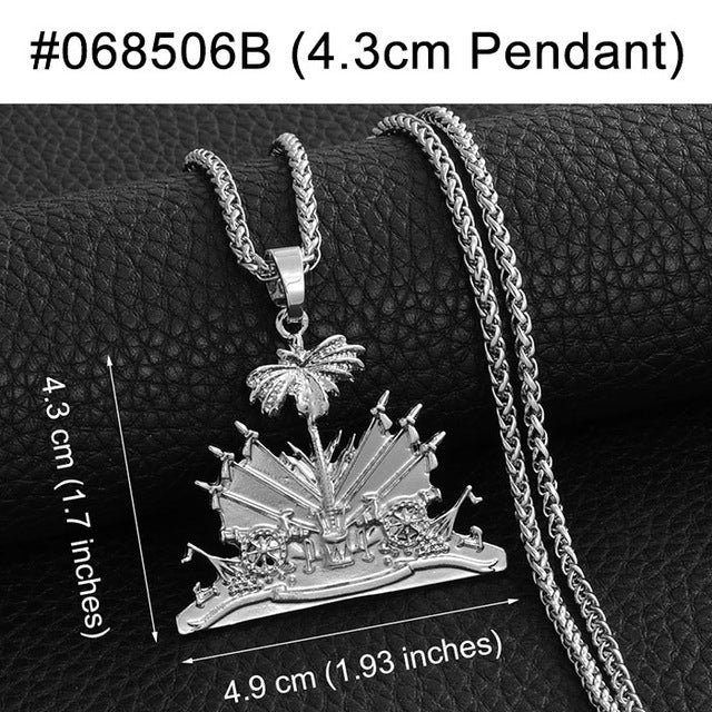 Anniyo Haiti Pendant and Necklace for Women/Girls,Ayiti Items Silver/Gold Color Jewelry Gifts of Haiti #068506
