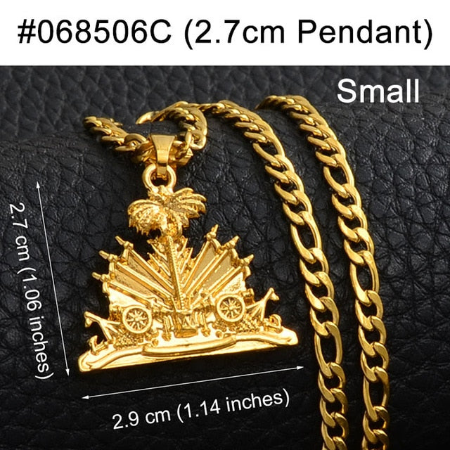 Anniyo Haiti Pendant and Necklace for Women/Girls,Ayiti Items Silver/Gold Color Jewelry Gifts of Haiti #068506