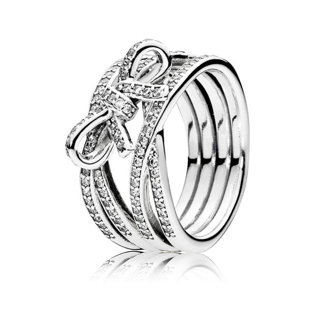 16 Style 1 Pcs Women 925 Sterling Silver Heart Crown Bowknot Rings Jewelry for Women