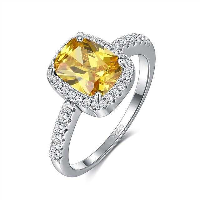 Fashion Luxury Purple Blue AAA Zicon Rings For Women S925 Silver Rings Wedding Female Ring Gift Jewerly Accessories Lady Rings