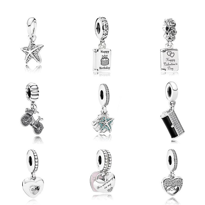 NEW 100% 925 Sterling silver bicycle Pendant Charm Cake card bead collocation Bracelets DIY Bracelets Factory wholesale