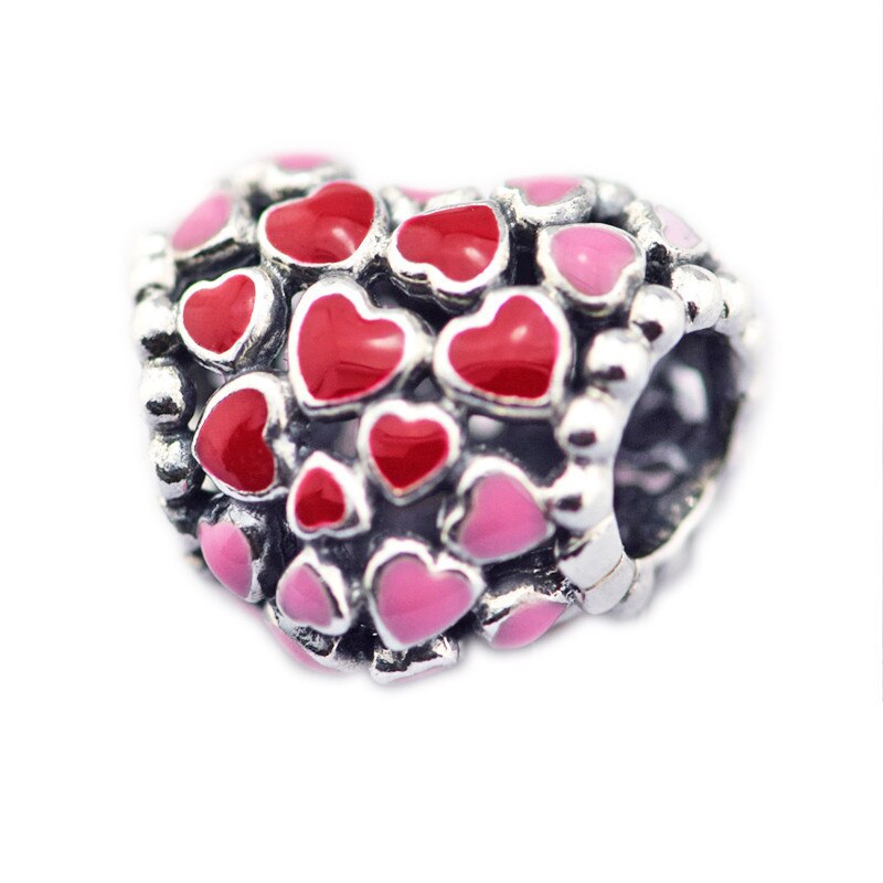 Burst of Love Mixed Enamel Heart Beads for Silver 925 Original Charms Bracelets Women Jewelry DIY Charm Beads for Jewelry Making