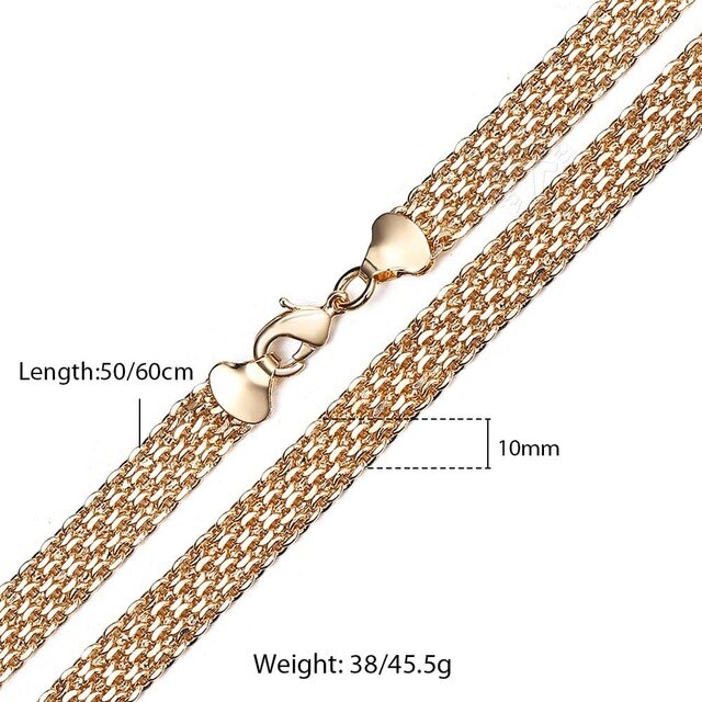 Davieslee 12mm Big 585 Rose Gold Double Weaving Rolo Cable Curb Link Chain Necklace for Men Women 50/60cm Fashion Jewelry DCN20