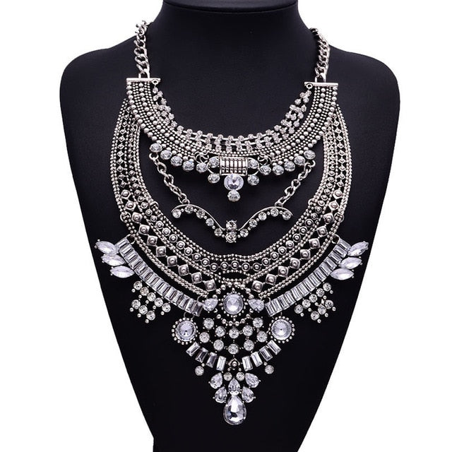 Miwens 2019 Collar Za Necklaces & Pendants Vintage Crystal Maxi Choker Statement Silver Collier Necklace Boho Women Jewelry 7001