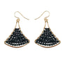 Natural Stone Black Spinels 925 Sterling Silver Gold Color Ginkgo Leaf Earring