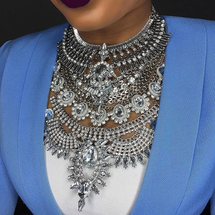 Miwens 2019 Collar Za Necklaces & Pendants Vintage Crystal Maxi Choker Statement Silver Collier Necklace Boho Women Jewelry 7001